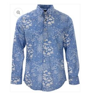 LORDS OF HARLECH Morris Paisley Floral Blue Shirt Size Medium